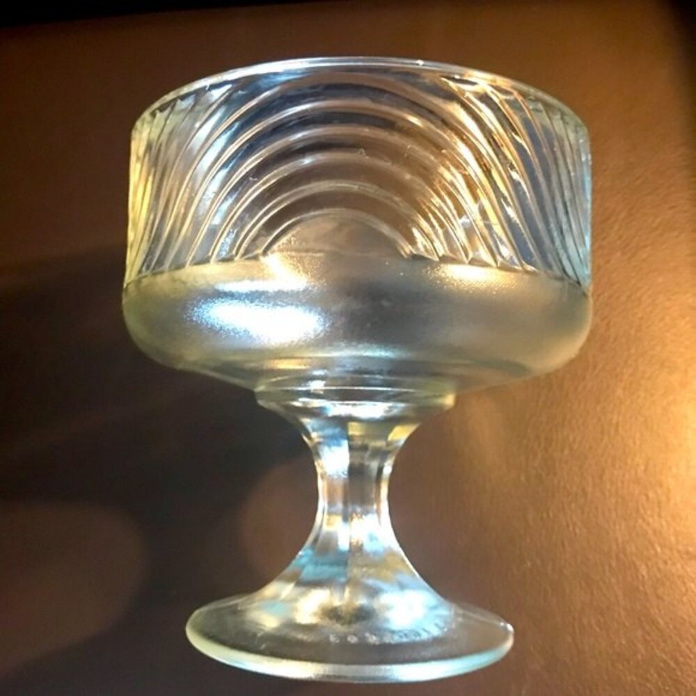 E.O. Brody Vintage Compote Pedestal Dish USA Glass EUC Wave or Swirl Pattern